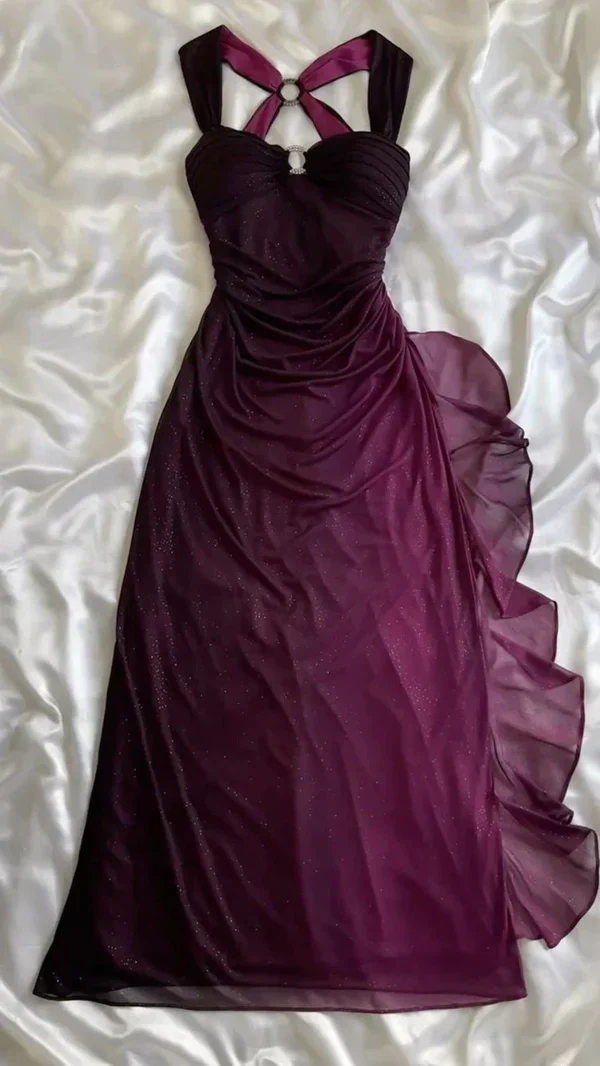Ombre Grape Purple Chiffon Backless Evening Dress Long Party Prom Gown Simplepromdress Ombre Grape Purple Chiffon Backless Evening Dress Long Party Prom Gown Simplepromdress
