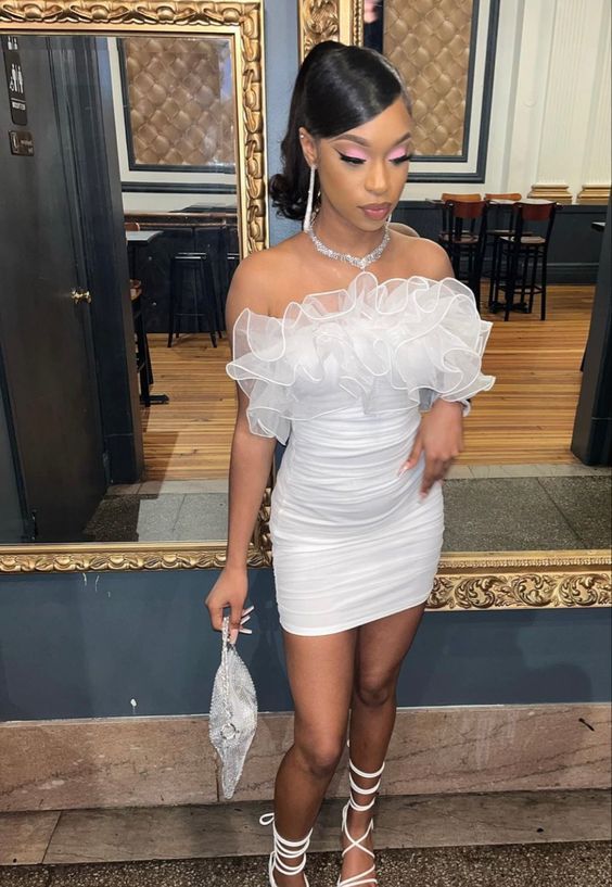 White Short Homecoming Dress With Ruffles,Sexy Hoco Dresses Y334 Simplepromdress White Short Homecoming Dress With Ruffles,Sexy Hoco Dresses Y334 Simplepromdress
