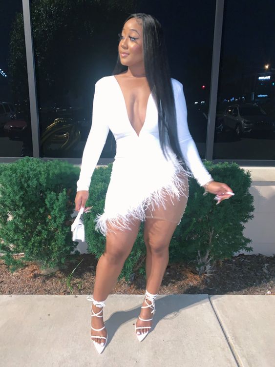 Solid Plunge Fluffy Irregular Party Dress White Dresses Sexy White Hom Simplepromdress Solid Plunge Fluffy Irregular Party Dress White Dresses Sexy White Hom Simplepromdress