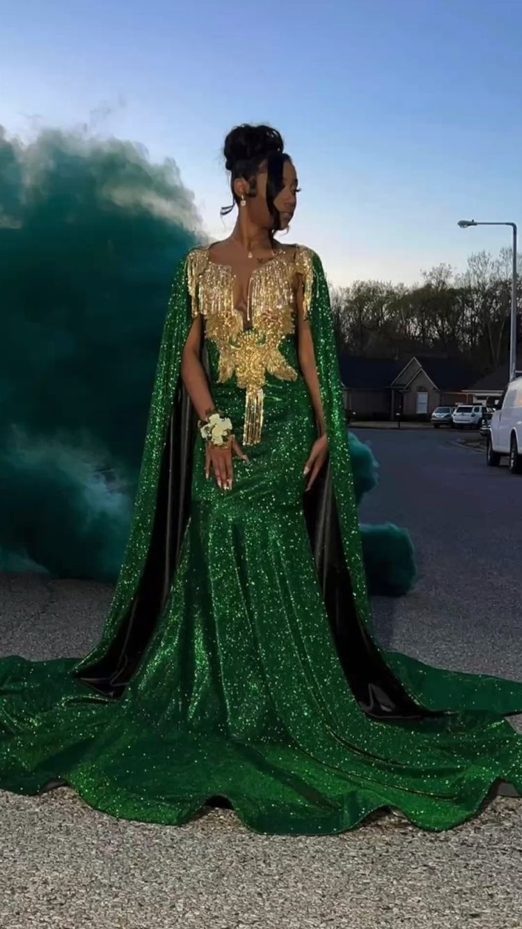 Unique Design Mermaid Green Sequins Prom Dress With Cape Y116 Simplepromdress Unique Design Mermaid Green Sequins Prom Dress With Cape Y116 Simplepromdress
