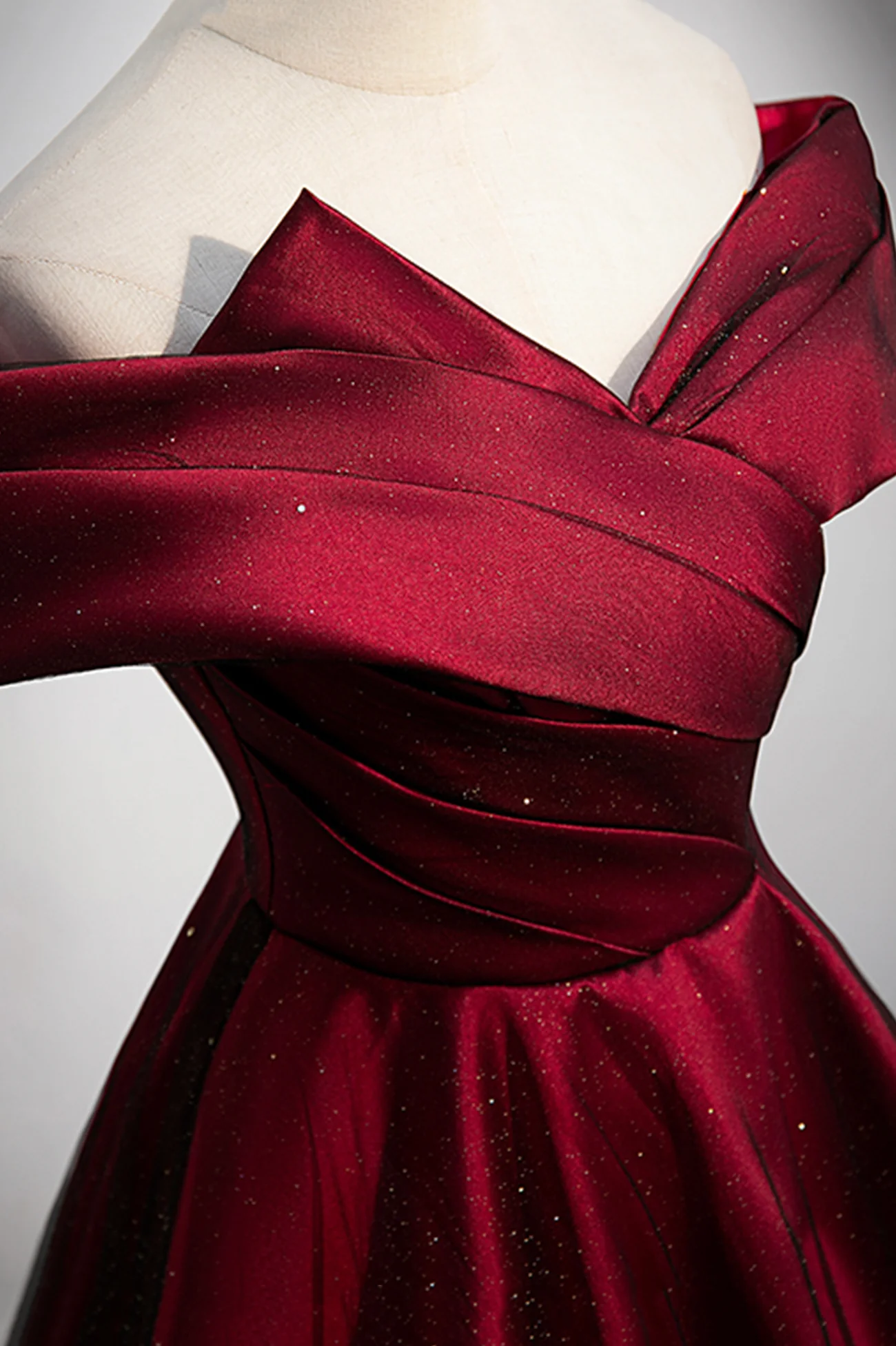 Burgundy Off the Shoulder Prom Dress, A-Line Evening Party Dress Y1665