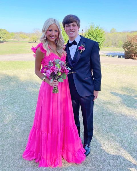 A-line Hot Pink V Neck Long Prom Dress Chic Evening Dress Y298 Simplepromdress A-line Hot Pink V Neck Long Prom Dress Chic Evening Dress Y298 Simplepromdress