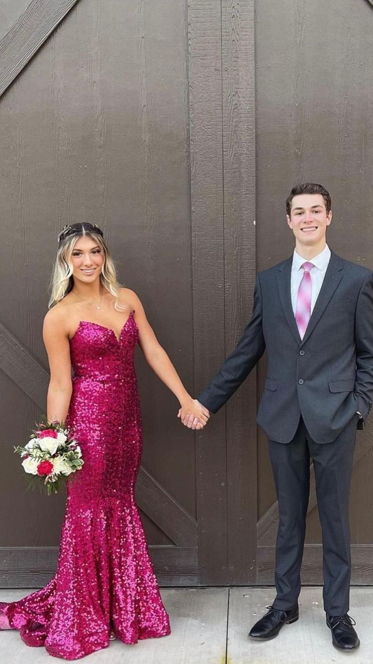 Strapless Fuchsia Sequins Long Prom Dress,Elegant Mermaid Evening Dres Simplepromdress Strapless Fuchsia Sequins Long Prom Dress,Elegant Mermaid Evening Dres Simplepromdress