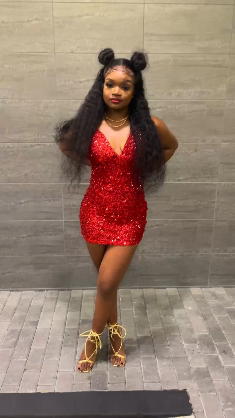 18th Birthday Outfit Red Sequins V Neck Homecoming Dress For Black Gir Simplepromdress 18th Birthday Outfit Red Sequins V Neck Homecoming Dress For Black Gir Simplepromdress