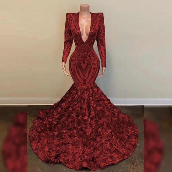 Luxury Prom Dress V Neck Long Sleeves Sequin African Black Girl Mermai Simplepromdress Luxury Prom Dress V Neck Long Sleeves Sequin African Black Girl Mermai Simplepromdress