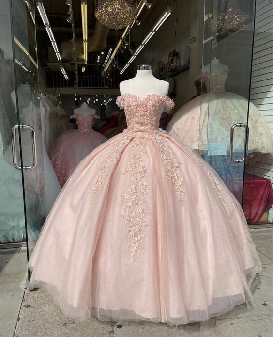 Off The Shoulder Pink Quinceanera Dresses Lace Applique Sweet 16 Dress Simplepromdress Off The Shoulder Pink Quinceanera Dresses Lace Applique Sweet 16 Dress Simplepromdress