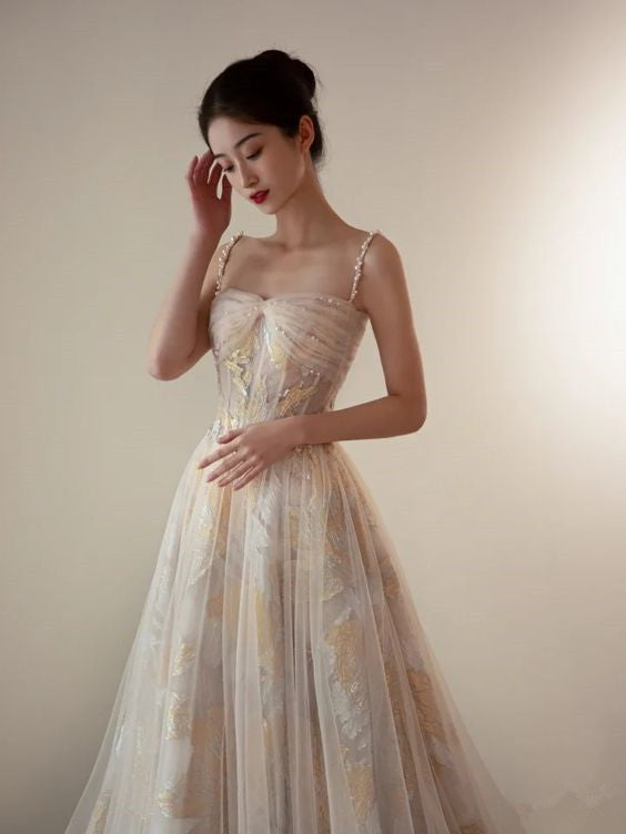 A-line Embroidered Flowers Tulle Prom Dress Stunning Evening Dress Y28 Simplepromdress A-line Embroidered Flowers Tulle Prom Dress Stunning Evening Dress Y28 Simplepromdress