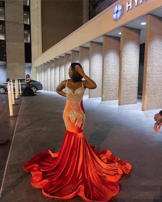 New Arrival Orange Mermaid Prom Dresses Black Girls Formal Party Dress Simplepromdress New Arrival Orange Mermaid Prom Dresses Black Girls Formal Party Dress Simplepromdress