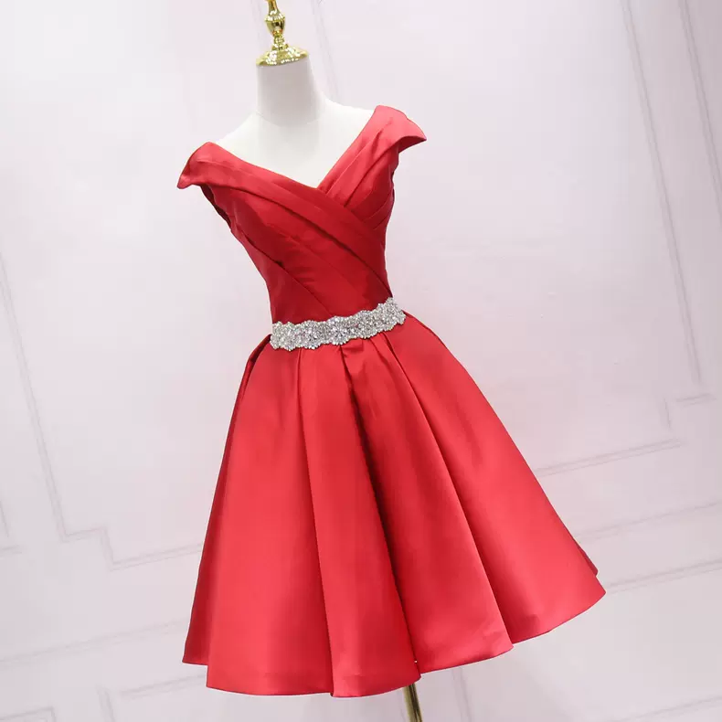 A-line Satin Short Homecoming Dress Satin Dress s07