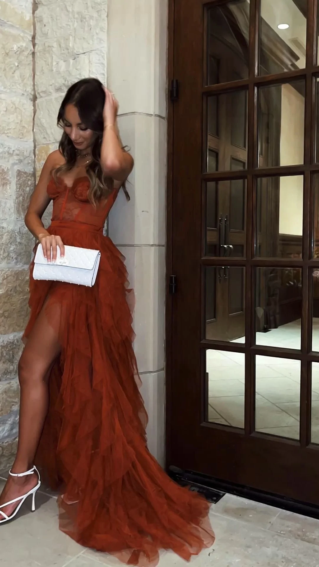 Rust Red Sweetheart High Low Tiered Formal Dress,Tulle Long Evening Pr Simplepromdress Rust Red Sweetheart High Low Tiered Formal Dress,Tulle Long Evening Pr Simplepromdress