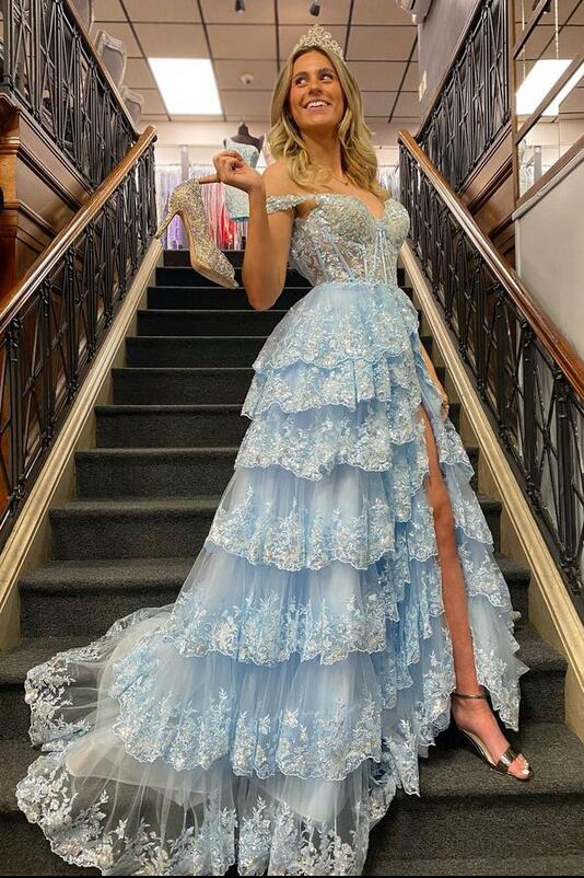 Sparkly Prom Dress with Slit Skirt, Wedding Dress, Graduation School P Simplepromdress Sparkly Prom Dress with Slit Skirt, Wedding Dress, Graduation School P Simplepromdress