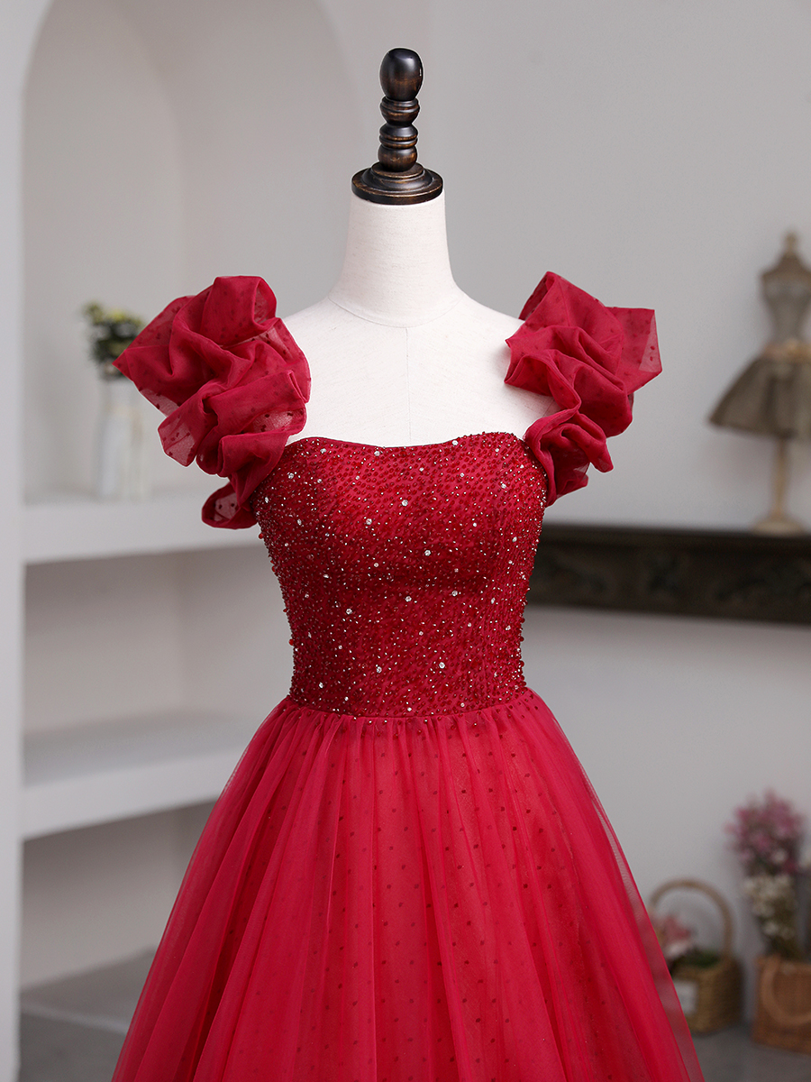 Generous A-line Red Tulle Prom Dress,Lace-up Back Prom Dress Y795 Simplepromdress Generous A-line Red Tulle Prom Dress,Lace-up Back Prom Dress Y795 Simplepromdress