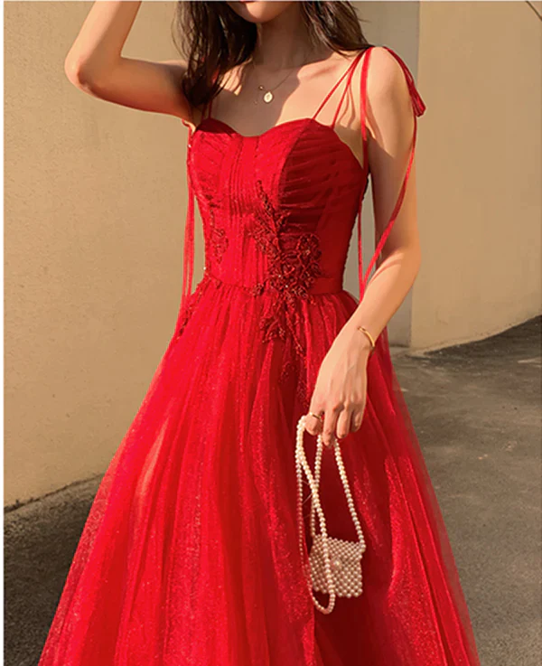 Spaghetti Straps Burgundy Floral Prom Dresses, Wine Red Long Formal Evening Dresses with Corset Back Y1297