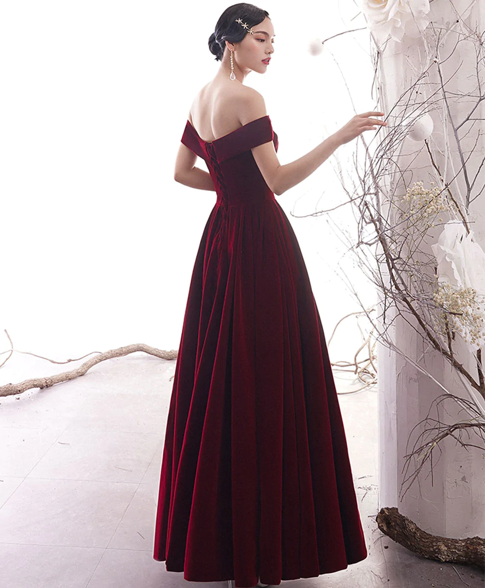 Simple Burgundy Long Prom Dress Burgundy Evening Dress Y1428