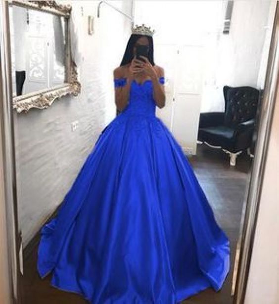 Royal Blue Prom Dresses Satin,Off the Shoulder Appliqued Quinceanera D Simplepromdress Royal Blue Prom Dresses Satin,Off the Shoulder Appliqued Quinceanera D Simplepromdress