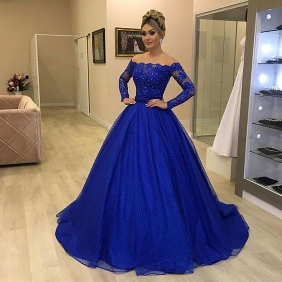 Royal blue prom dresses, off the shoulder prom dresses, long sleeve pr Simplepromdress Royal blue prom dresses, off the shoulder prom dresses, long sleeve pr Simplepromdress