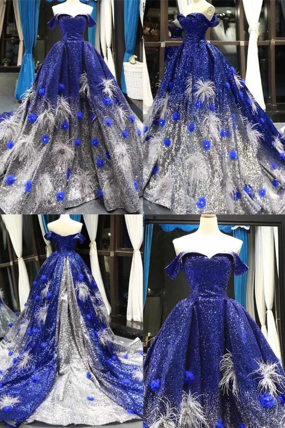 Royal Blue Off Shoulder Prom Dresses Ball Gown Sequined Plus Size Form Simplepromdress Royal Blue Off Shoulder Prom Dresses Ball Gown Sequined Plus Size Form Simplepromdress