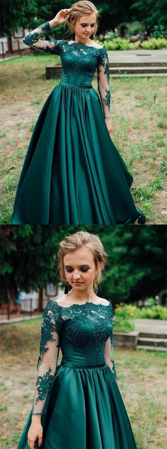 Gorgeous Prom Dress,Dark Green Prom Dress,Long Sleeves Prom Dress,Lace Simplepromdress Gorgeous Prom Dress,Dark Green Prom Dress,Long Sleeves Prom Dress,Lace Simplepromdress