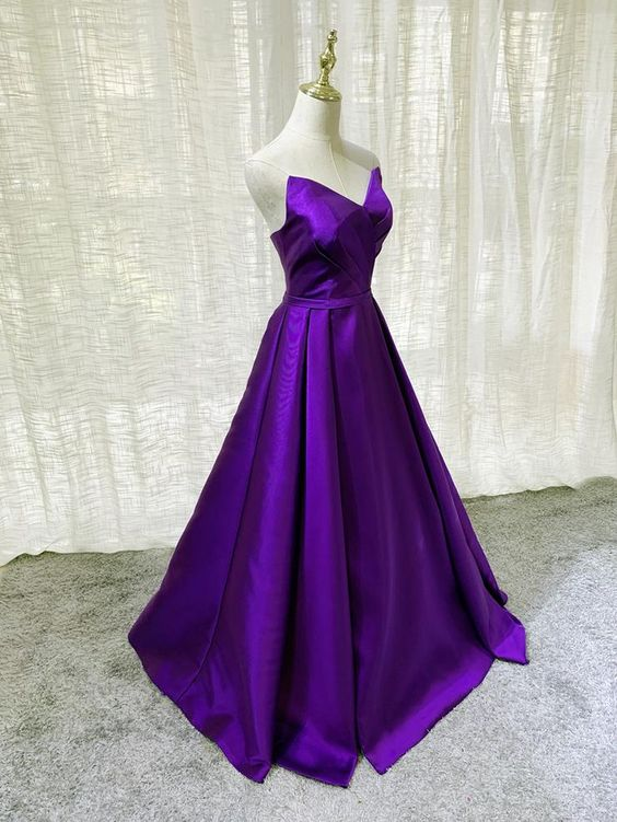Purple Satin A-line Simple Floor Length Evening Dress Formal Dress Y86 Simplepromdress Purple Satin A-line Simple Floor Length Evening Dress Formal Dress Y86 Simplepromdress
