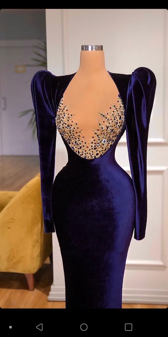 Glamorous Purple Long Sleeves Velvet Evening Dress , Pageant Dress Y747