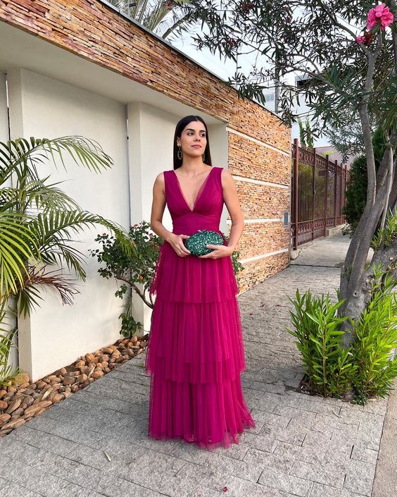 Sexy Deep V-Neck Long Prom Dress Sleeveless A-Line Evening Formal Gown Y1241