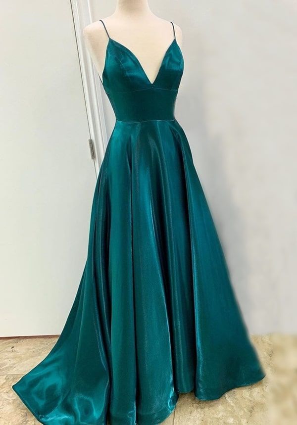 A-line Spaghetti Straps V Neck Satin Prom Dress, Graduation Dress Y753 Simplepromdress A-line Spaghetti Straps V Neck Satin Prom Dress, Graduation Dress Y753 Simplepromdress
