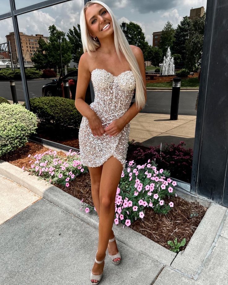 Sparkly Bodycon Sweetheart Silver Sequins Short Homecoming Dresses Y19 Simplepromdress Sparkly Bodycon Sweetheart Silver Sequins Short Homecoming Dresses Y19 Simplepromdress