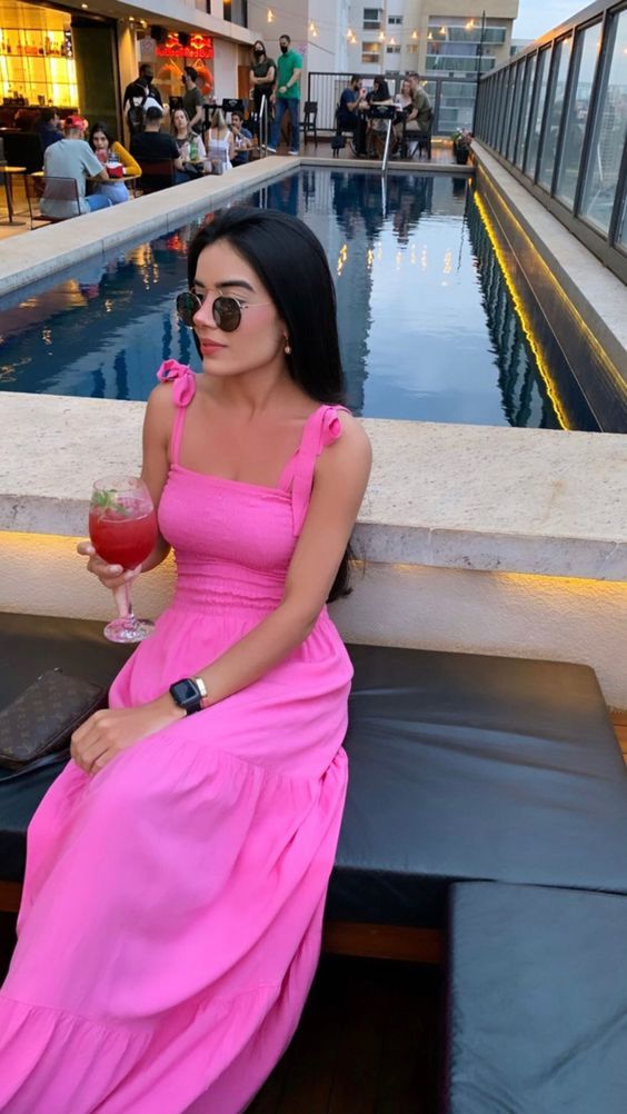 Generous A-line Pink Sleeveless Long Prom Dress,New Arrival Prom Dress Y1342