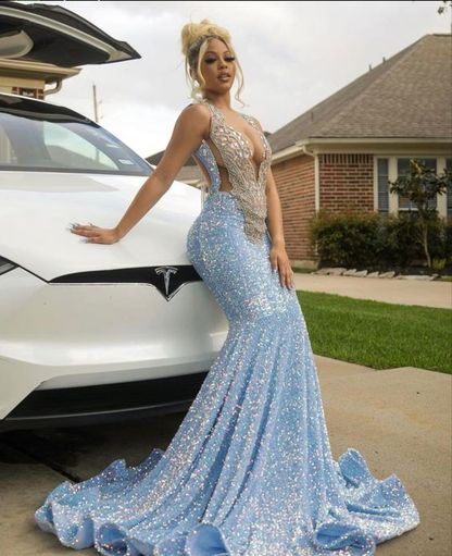 Blue Sparkly Evening Dress Long Mermaid Prom Dress Y1647 Simplepromdress Blue Sparkly Evening Dress Long Mermaid Prom Dress Y1647 Simplepromdress