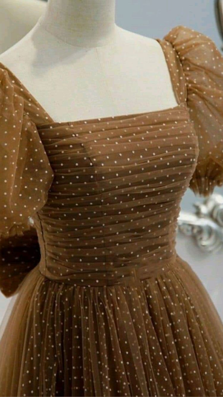 Beautiful Prom Dress New Brown Evening Dress Elegant Collar Puff Sleeve A-line Floor-length Point Prom Formal Gowns Y1174