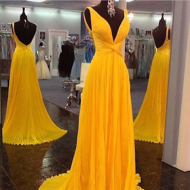 Yellow Prom Dresses,Backless Prom Gown,Open Back Evening Dress,Chiffon Simplepromdress Yellow Prom Dresses,Backless Prom Gown,Open Back Evening Dress,Chiffon Simplepromdress