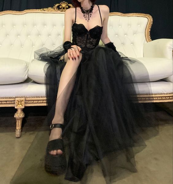 Gothic Black Tulle Prom Dress,Sexy Black Sleeveless Prom Gown Y1133 Simplepromdress Gothic Black Tulle Prom Dress,Sexy Black Sleeveless Prom Gown Y1133 Simplepromdress
