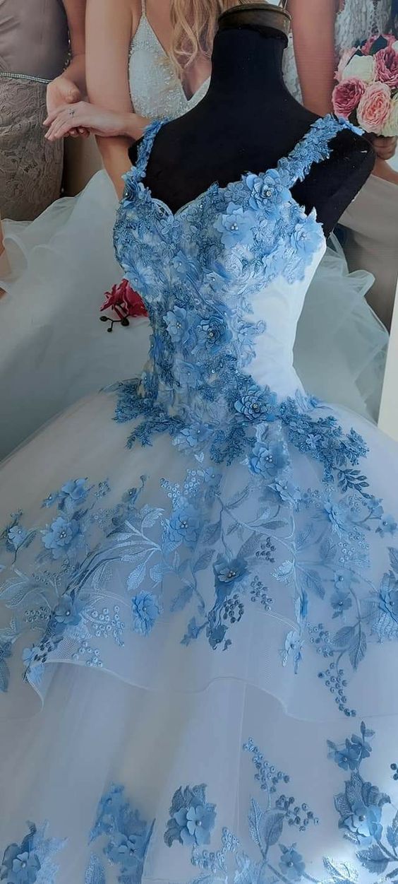 Winter Wonderland Blue Flowers And White Tulle Ball Gown,Sweet 16 Dres Simplepromdress Winter Wonderland Blue Flowers And White Tulle Ball Gown,Sweet 16 Dres Simplepromdress