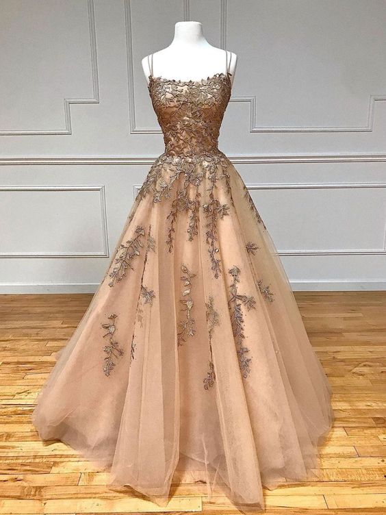 Champagne tulle lace long prom dress, champagne evening dress Y920 Simplepromdress Champagne tulle lace long prom dress, champagne evening dress Y920 Simplepromdress
