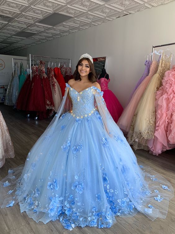 Light Blue Quinceanera Dresses Flowers Ball Gown Off Shoulder Lace App Simplepromdress Light Blue Quinceanera Dresses Flowers Ball Gown Off Shoulder Lace App Simplepromdress