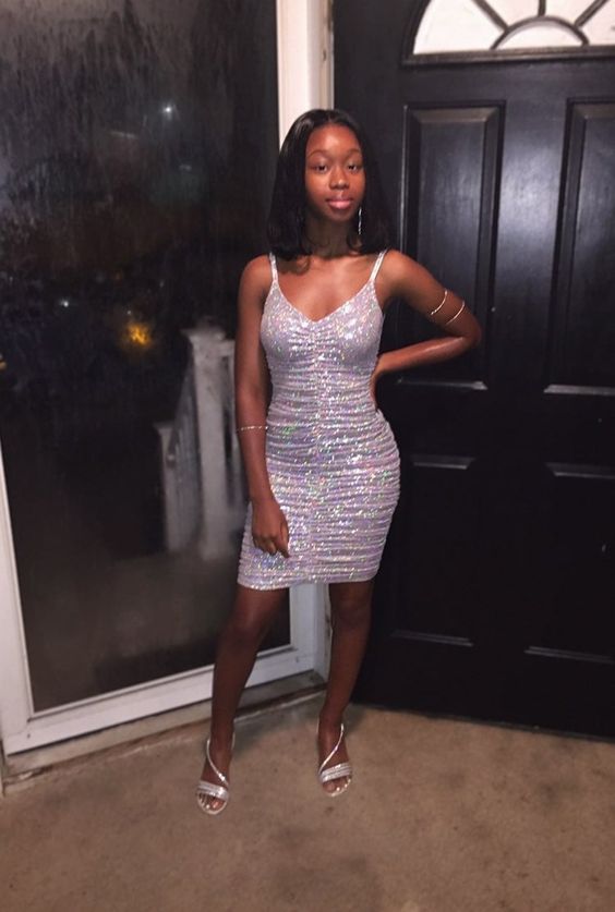 Gorgeous V Neck White Sequins Party Dress,Cocktail Dress,Short Homecom Simplepromdress Gorgeous V Neck White Sequins Party Dress,Cocktail Dress,Short Homecom Simplepromdress