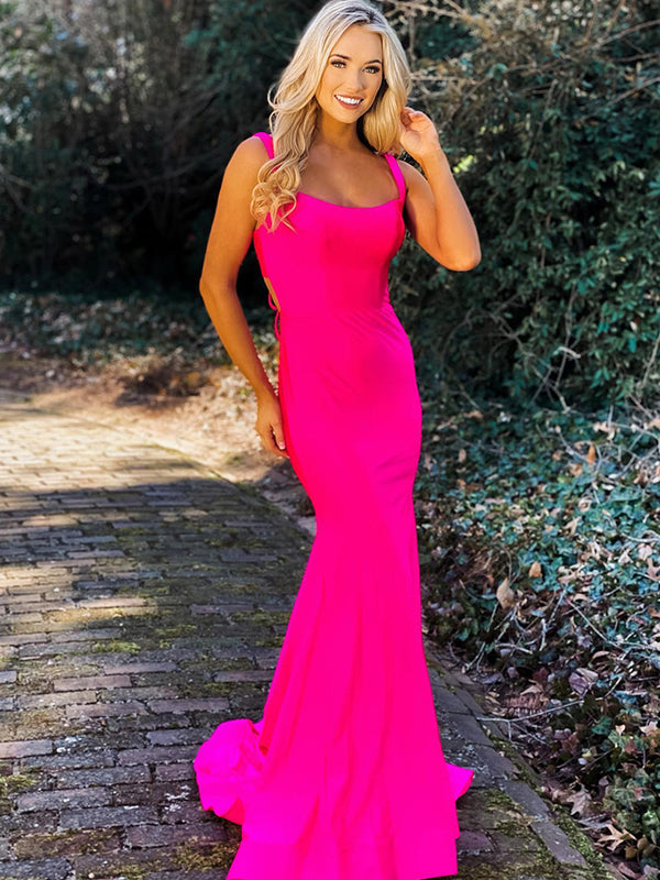 Sexy Mermaid Hot Pink Open Back Long Floor-Length Prom Dress Backless Simplepromdress Sexy Mermaid Hot Pink Open Back Long Floor-Length Prom Dress Backless Simplepromdress