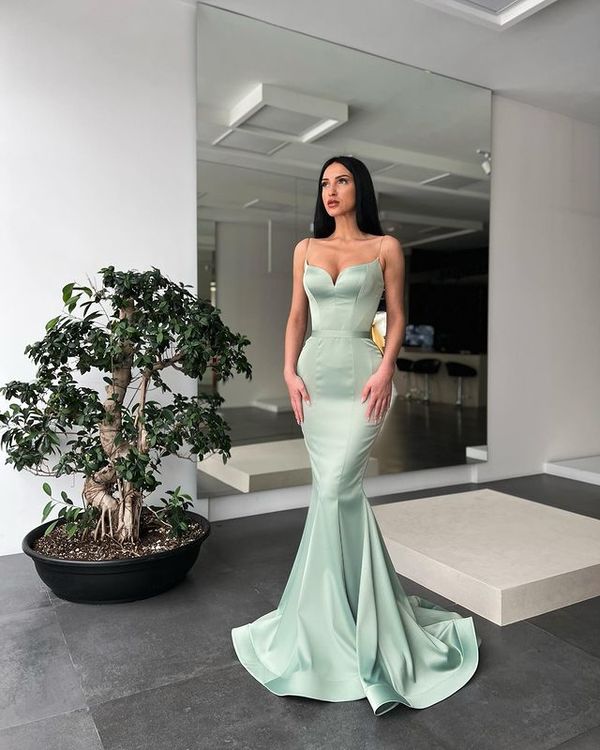 Cute Mermaid Sweetheart Sage Green Satin Long Prom Dresses, Evening Pa Simplepromdress Cute Mermaid Sweetheart Sage Green Satin Long Prom Dresses, Evening Pa Simplepromdress