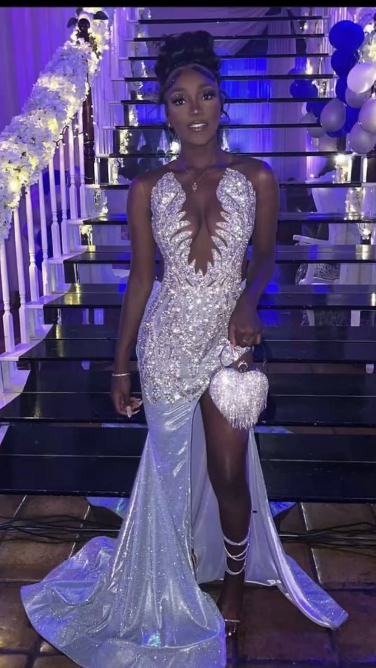 Sparkly Silver Mermaid Evening Dress Black Girls Prom Dress Y1706 Simplepromdress Sparkly Silver Mermaid Evening Dress Black Girls Prom Dress Y1706 Simplepromdress