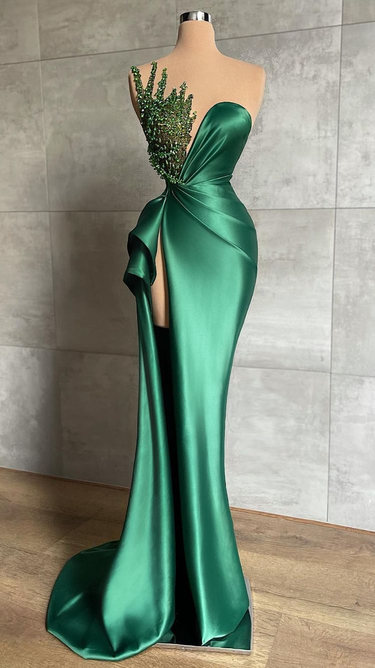 Plunging V-Neck Beads Long Formal Evening Dress Emerald Green Evening Simplepromdress Plunging V-Neck Beads Long Formal Evening Dress Emerald Green Evening Simplepromdress