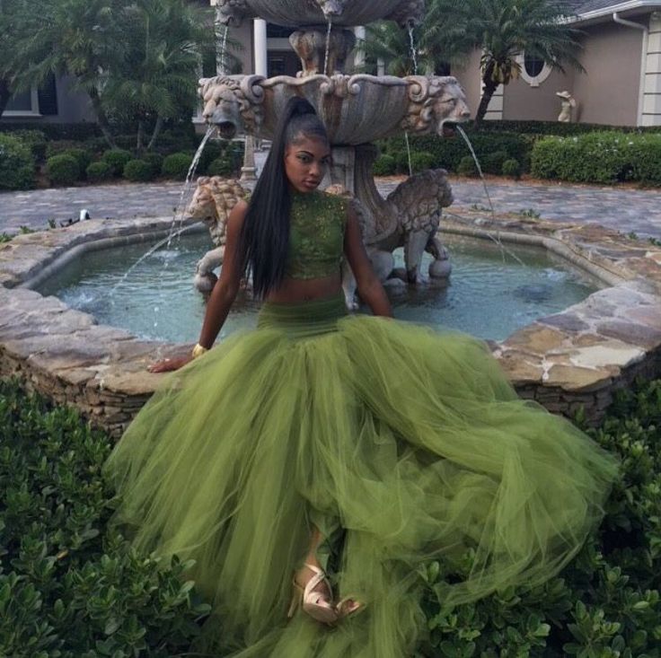 Olive Green Two Pieces Prom Dresses Lace Bodice African Girl Black Gir Simplepromdress Olive Green Two Pieces Prom Dresses Lace Bodice African Girl Black Gir Simplepromdress