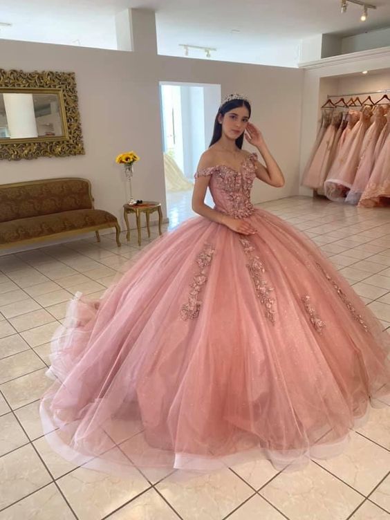 Evening Dress Pink Gold, Pink Gold Tulle Dress