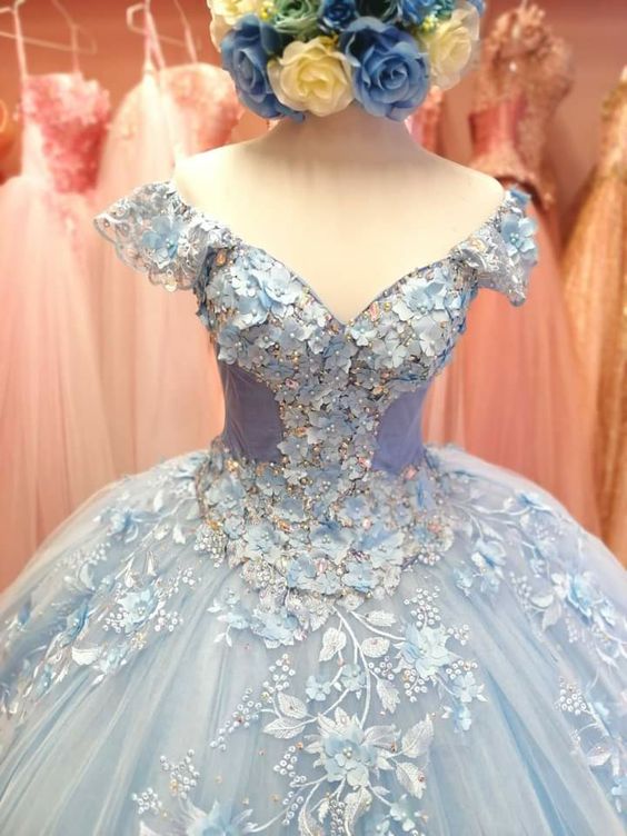 Winter Wonderland Light Blue Tulle Appliques Ball Gown Sweet 16 Dress Simplepromdress Winter Wonderland Light Blue Tulle Appliques Ball Gown Sweet 16 Dress Simplepromdress
