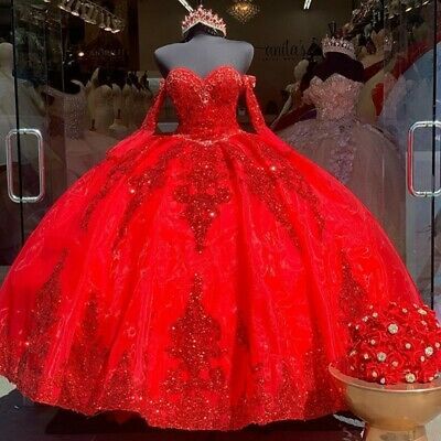 Red Organza Sweet 16 Quinceanera Dresses Sequins Applique Beaded Sweet Simplepromdress Red Organza Sweet 16 Quinceanera Dresses Sequins Applique Beaded Sweet Simplepromdress