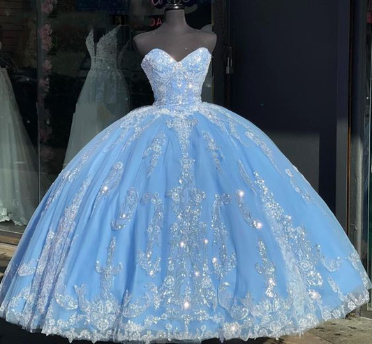 Princess Sweetheart Quinceanera Dresses Ball Gown Lace-Up Sweet 15 16 Dress Y6071
