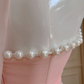 Simple Halter Pink Tulle Pearls Beaded High-Low Ruffles Homecoming Dress Party Dress Y8582