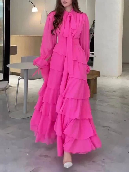 Chic Chiffon Layered Spliced Ruffles Prom Dress Evening Dress Y7640