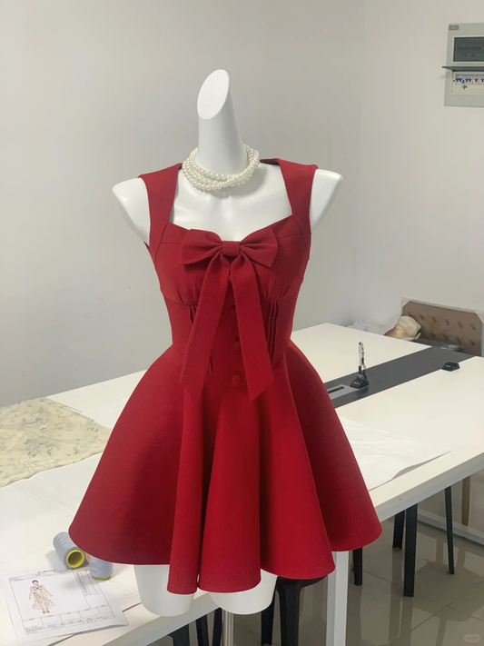 Stylish Red Satin A Line 16th Birthday Dress Short Graduation Homecoming Dress Y9157
