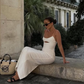 White Spaghetti Straps Long Evening Dress Formal Dress Y7201