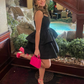 A-line Black Homecoming Dress,Short Party Dress  Y2069